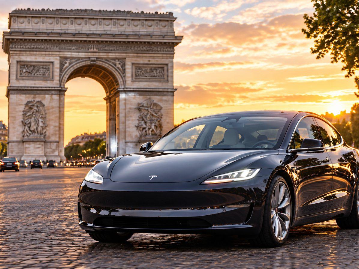 Véhicule Gamme Éco MO DRIVERS devant l'Arc de Triomphe, chauffeur privé Paris