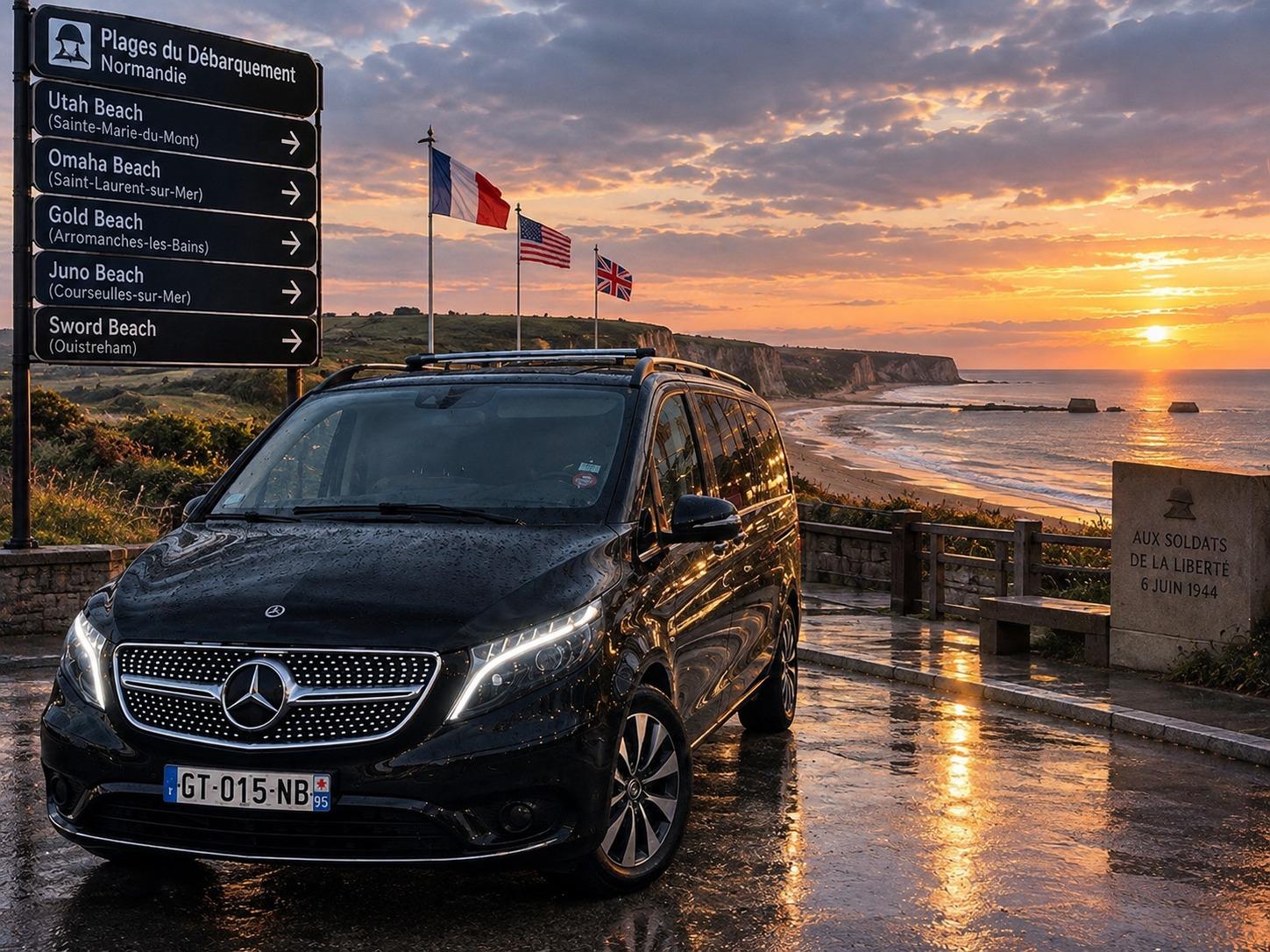 Van MO DRIVERS pour une excursion sur les plages de Normandie